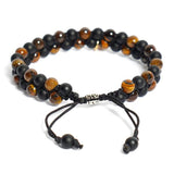 Bracelet Tressé Onyx Noir, Agate et Œil du Tigre