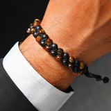 Bracelet Tressé Onyx Noir, Agate et Œil du Tigre