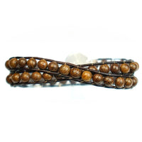 Bracelet Cuir Enroulé 2 Brins en bois