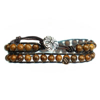 Bracelet Cuir Enroulé 2 Brins en bois