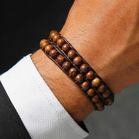Bracelet Cuir Enroulé 2 Brins en bois