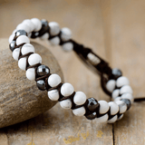 Bracelet Tressé en Howlite et Onyx