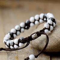 Bracelet Tressé en Howlite et Onyx