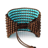 Bracelet Cuir Enroulé 9 Brins en Turquoise
