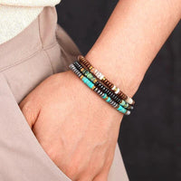 Bracelet Boho en Jaspe, Hématite, Turquoise