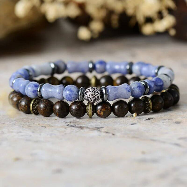 Bracelet Vintage en Bronzite, Aventurine