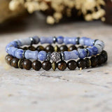 Bracelet Vintage en Bronzite, Aventurine