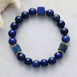 Bracelet Elastique en Œil de Tigre, Lapis Lazuli, Onyx Noir