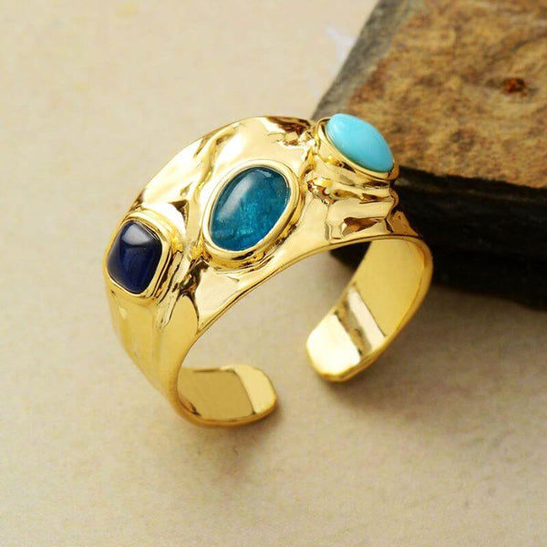 Bague pierre naturelle Turquoise 3 anneaux – Kolby Jones