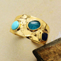 Bague 3 pierres en Apatite