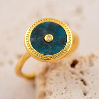 Bague Circulaire en Malachite, Apatite ou Coquille