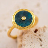 Bague Circulaire en Malachite, Apatite ou Coquille
