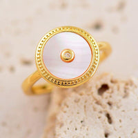Bague Circulaire en Malachite, Apatite ou Coquille