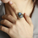 Bague Goutte d'Eau en Lapis Lazuli ou Labradorite