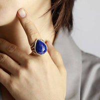 Bague Goutte d'Eau en Lapis Lazuli ou Labradorite