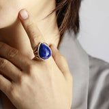 Bague Goutte d'Eau en Lapis Lazuli ou Labradorite