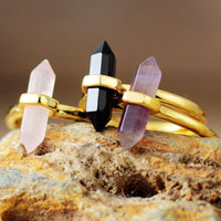 Bague Hexagonale en Améthyste, Quartz ou Onyx