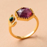 Bague Lune en Apatite, Rhodonite, Pierre de Lune, Malachite ou  Améthyste
