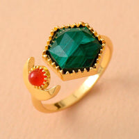 Bague Lune en Apatite, Rhodonite, Pierre de Lune, Malachite ou  Améthyste