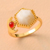 Bague Lune en Apatite, Rhodonite, Pierre de Lune, Malachite ou  Améthyste
