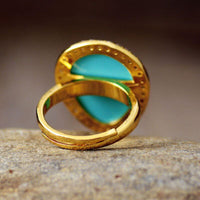 Bague plaquée or avec Turquoise en forme de larme