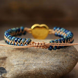 Bracelet Boho Cœur en Opale Rouge, Bleu