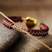 Bracelet Boho Cœur en Opale Rouge, Bleu