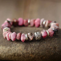 Bracelet Breloque Cœur Arbre de Vie en Rhodonite