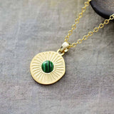 Collier Acier Inoxydable et Pierre Malachite