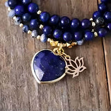 Collier Lotus en Lapis Lazuli, Jade