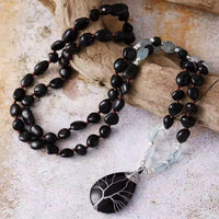 Collier Arbre Noué en Agate et Quartz