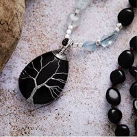 Collier Arbre Noué en Agate et Quartz