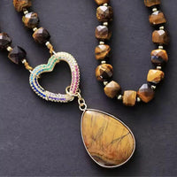 Collier Pendentif cœur en Œil de Tigre