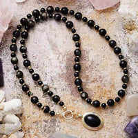 Collier en Obsidienne, Œil de Tigre