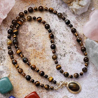 Collier en Obsidienne, Œil de Tigre