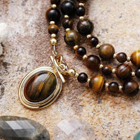 Collier en Obsidienne, Œil de Tigre