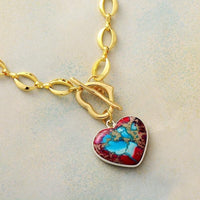 Collier Cœur en Jaspe Rouge