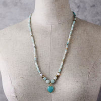 Collier Pendentif en forme de cœur en Amazonite, Hématite