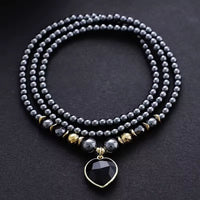 Collier Pendentif en forme de cœur en Amazonite, Hématite