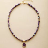 Collier Pendentif Larme en Jaspe, Lapis Lazuli