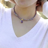 Collier Pendentif Larme en Jaspe, Lapis Lazuli