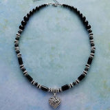 Collier Pendentif en forme de cœur en Onyx Noir