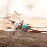 Collier ras de cou Turquoise,  Quartz Rose, Howlite