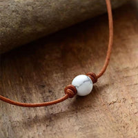 Collier ras de cou Turquoise,  Quartz Rose, Howlite