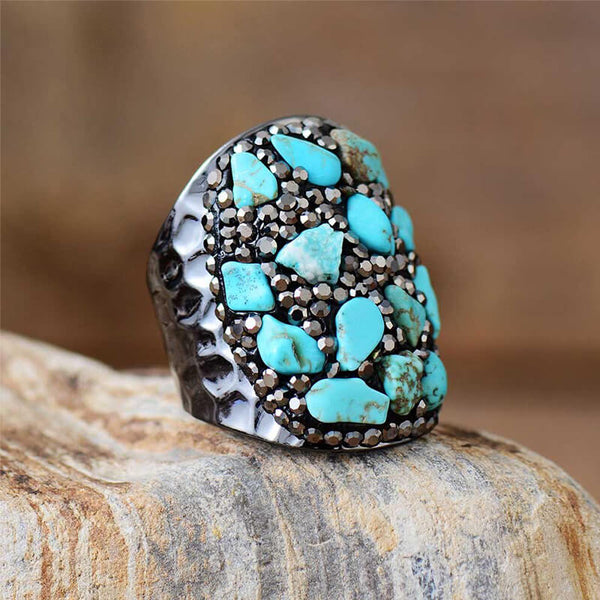 Bague en pierres Turquoise et Hématite