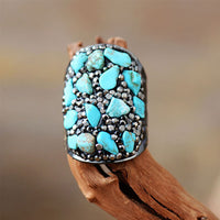 Bague en pierres Turquoise et Hématite