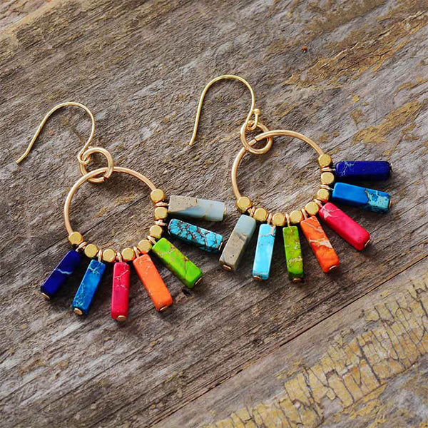 Boucles d'oreilles Chakra en Jaspe Impérial