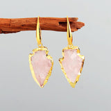 Boucles d'oreilles Flèche en Quartz Rose