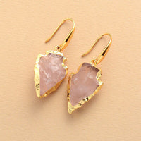 Boucles d'oreilles Flèche en Quartz Rose