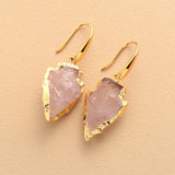 Boucles d'oreilles Flèche en Quartz Rose